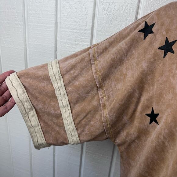 Promesa Vintage Wash Star Print Oversized Boho Tee Women S - Picture 2 of 6